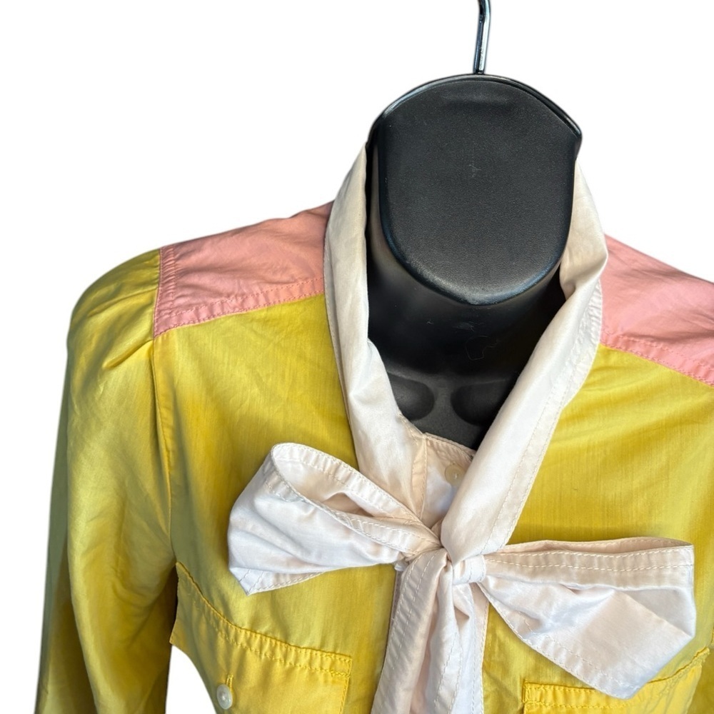 Marc by Marc Jacobs woman’s longsleeve yellow pink 70% cotton shirt sz 4 - Picture 2 of 10